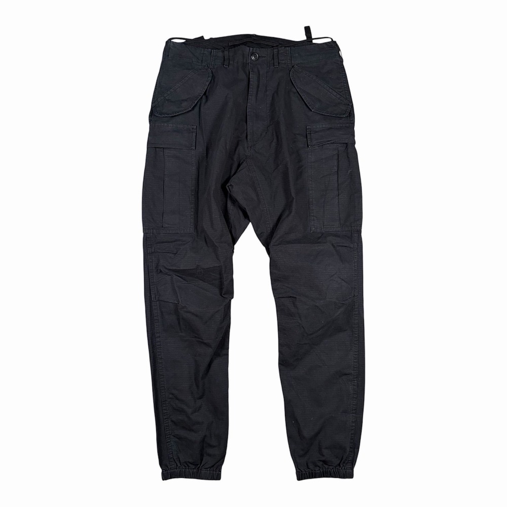 R13 NYC Paratrooper Military Cargo Pants Cotton Black 32x29 Men's